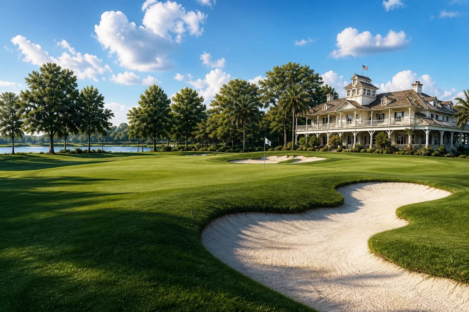 Championship golf course and clubhouse